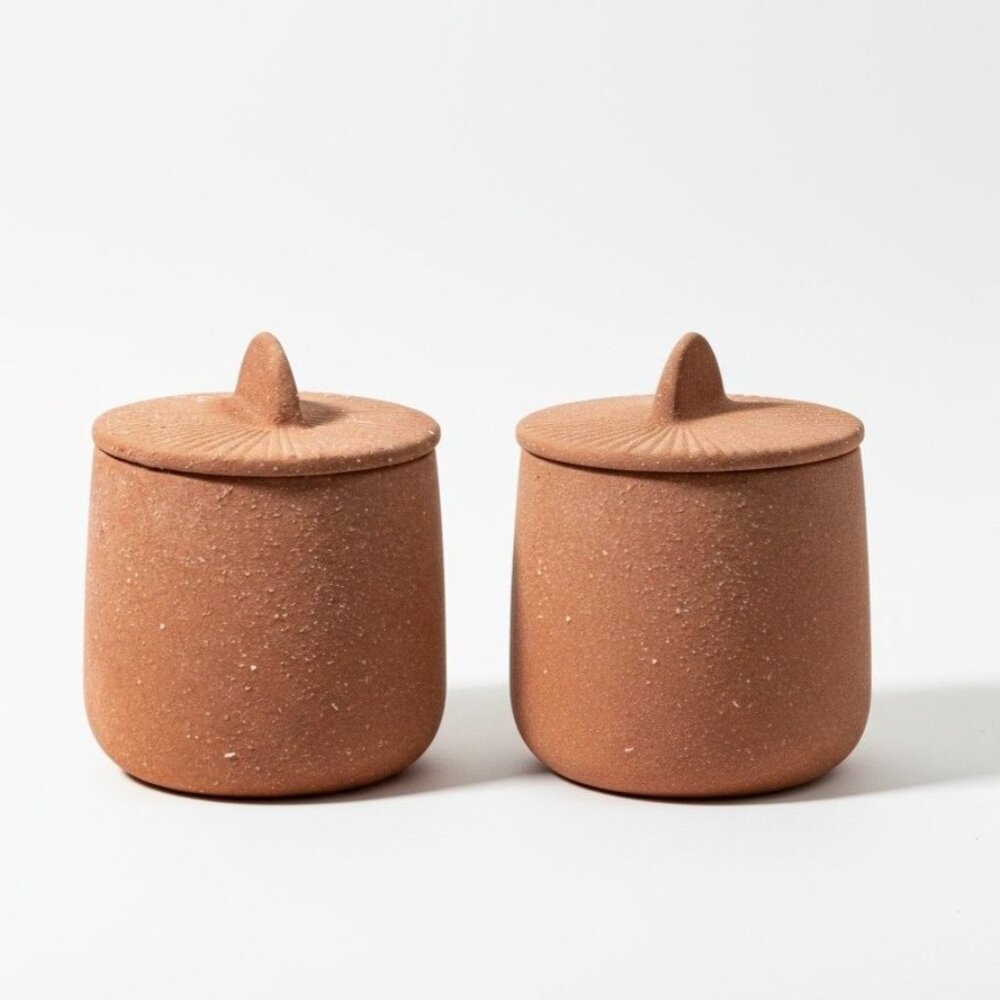 Citrine Canyon Collection Ceramic Spice Jar Set Of 2 With Lids 190 Ml Each Dishw
